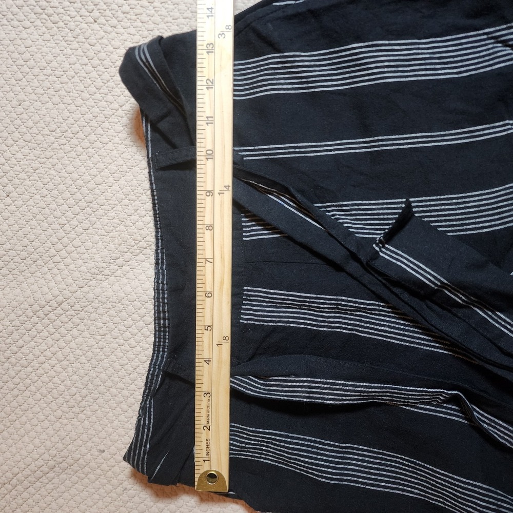 A New Day Linen Blend Wide Leg Pants Black White Stripe Pull-On Women's XS - Picture 9 of 15